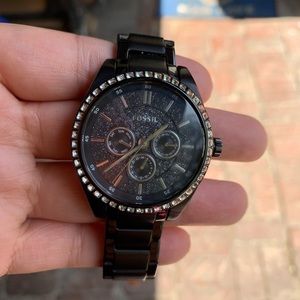 Women’s black fossil watch